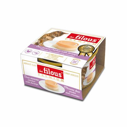 Mousse duo Poulet avec Crevettes : 85 g - 12 pièces