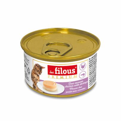 Mousse duo Poulet avec Crevettes : 85 g - 12 pièces